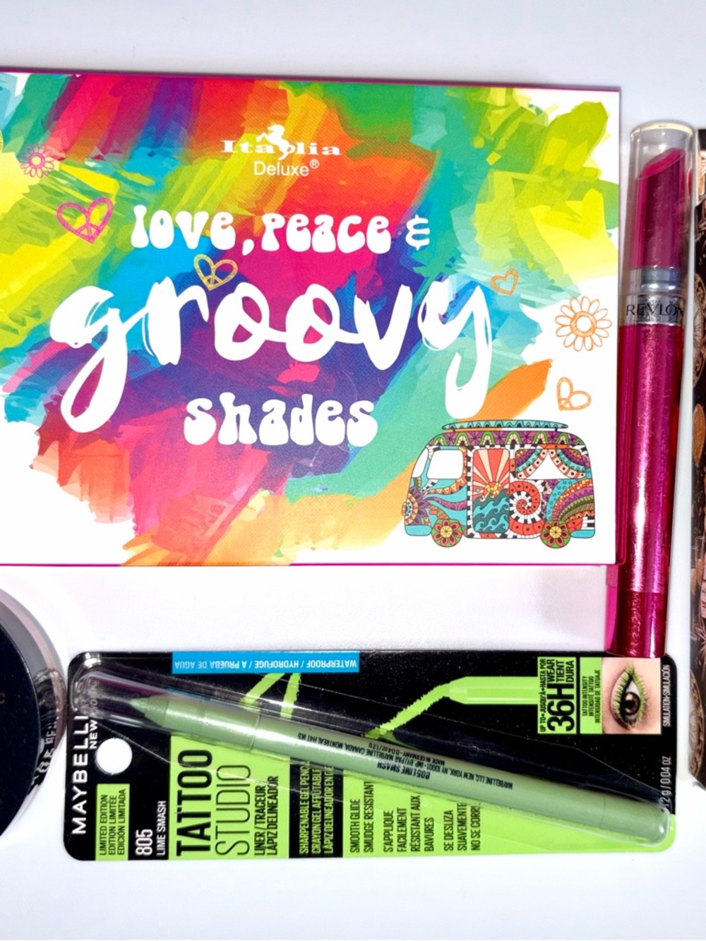 5 PC Festival Makeup Bundle: Neon Eyeshadow Palette, hot pink blush & lips etc
